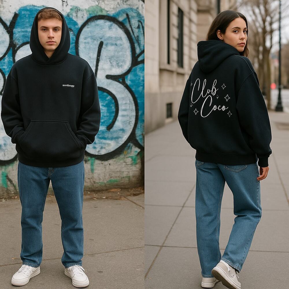 Madhappy Oversized Hoodie XS Black Club Coco Graphic Sweatshirt